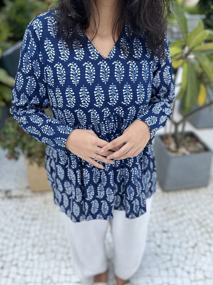 Indigo Block Print Tunic