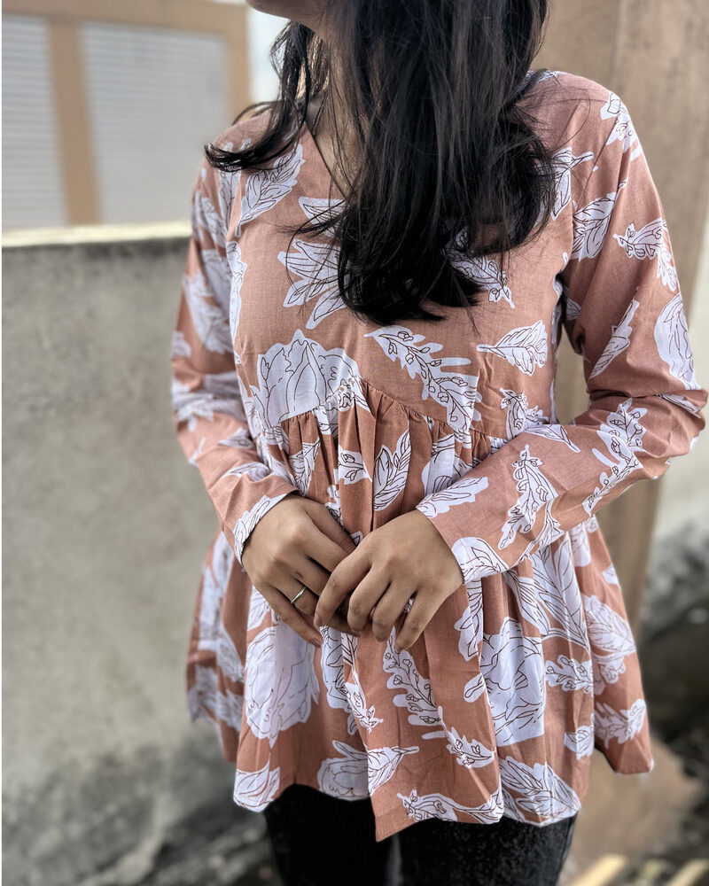 Rust Botanical Flared Tunic