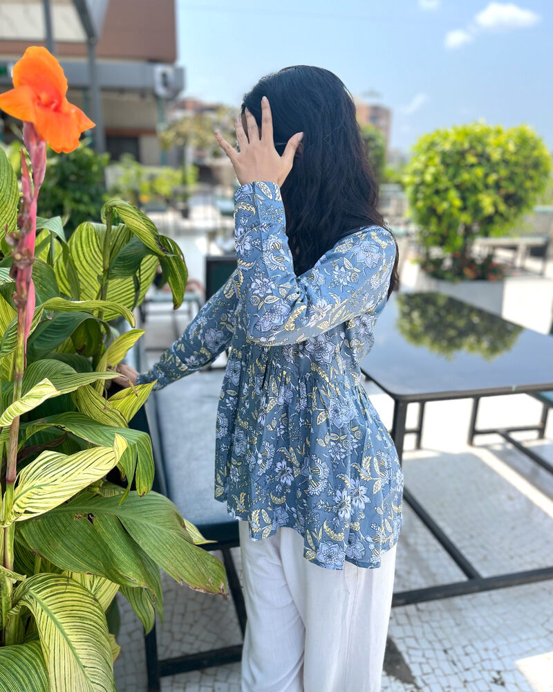 Slate Blue Floral Tunic